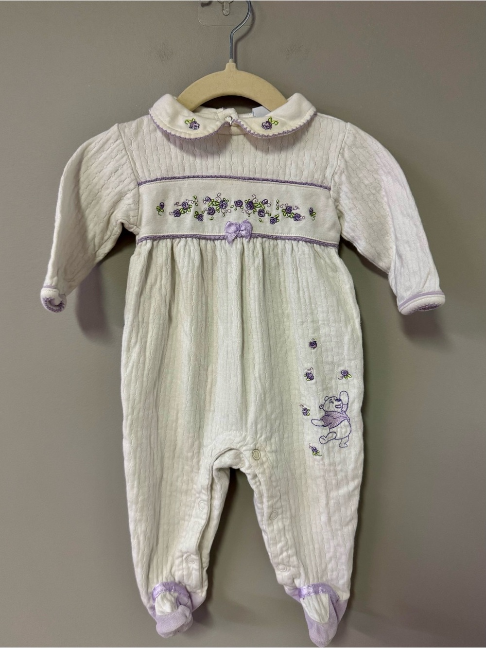 Disney— Winnie The Pooh Embroidered Footed One-Piece